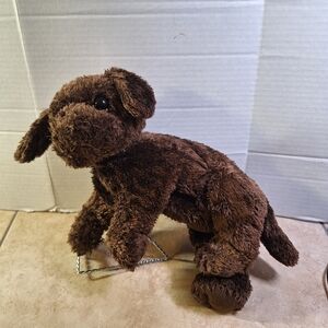 Ty Classic 2001 Nuzzle Laying Floppy Chocolate Lab Puppy Dog Plush 14"